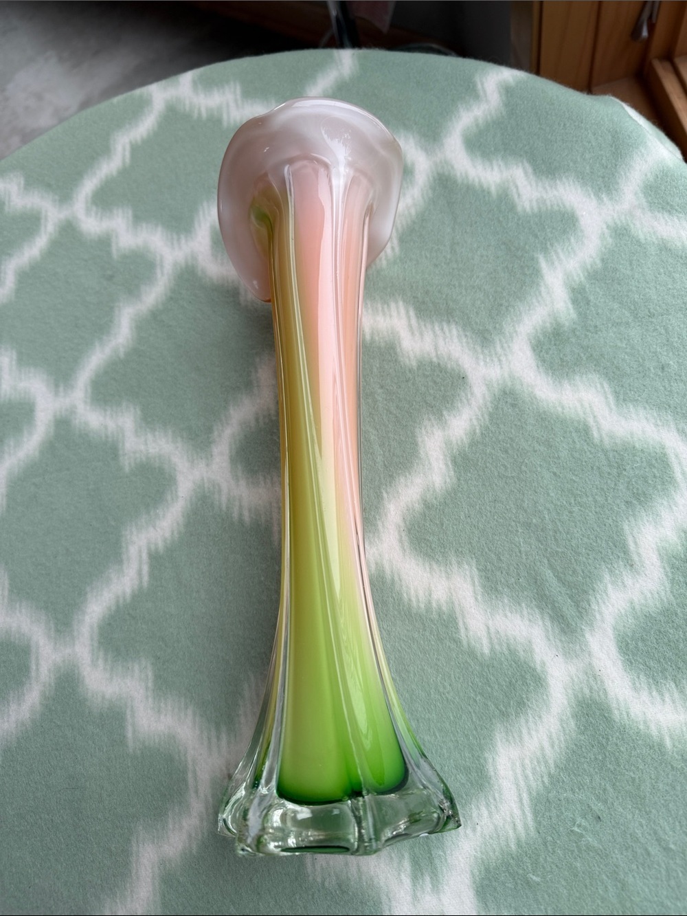Vintage Italian Murano Jack in the Pulpit Art Glass Vase MCM Orange White Green - Picture 5 of 13